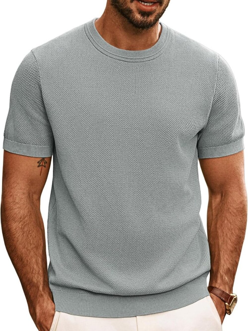 Casual Knit Short Sleeve Men's T-Shirt - Comfortable Everyday Tee, Stylish Fit